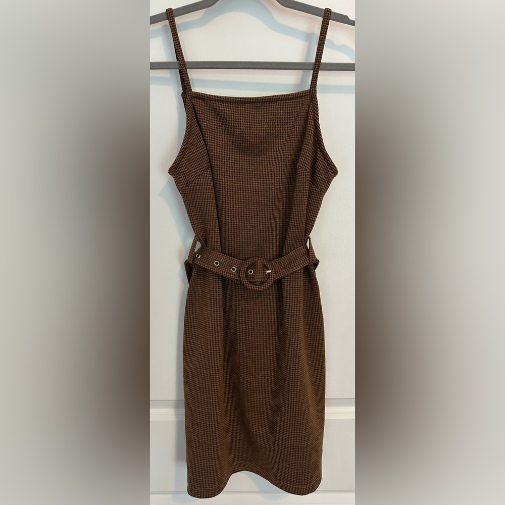 Square Neck Houndstooth Mini Dress